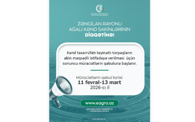 Ağalı sakinlərinin nəzərinə - Qəbul başlanılır